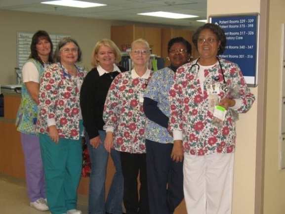 Nurse Sallie Barrett with fellow nurses..