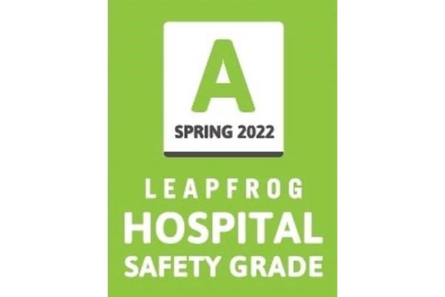 Grade A for the Leapfrog Hospital Safety Grade for Spring 2022