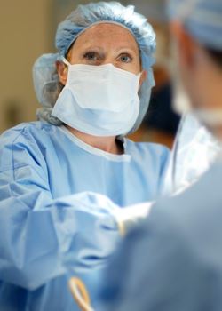 Dr. Katherine Morgan during surgery.