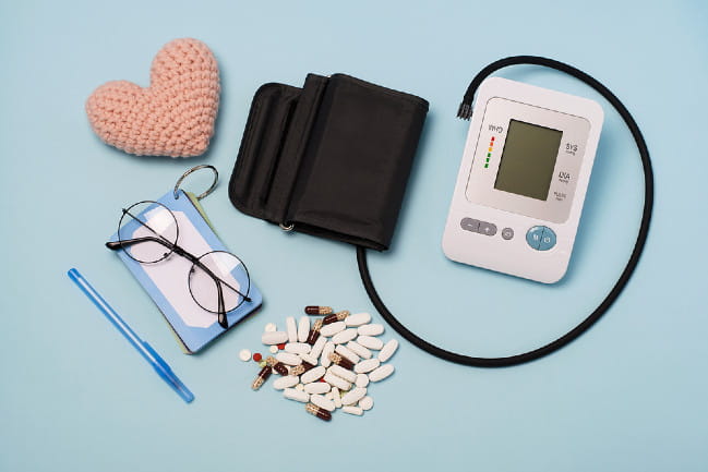 A blood pressure bump and various medications.